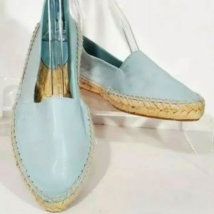 New ALICE + OLIVIA Espadrille flats Baby Blue Pointed Toe Napa Leather 7.5
